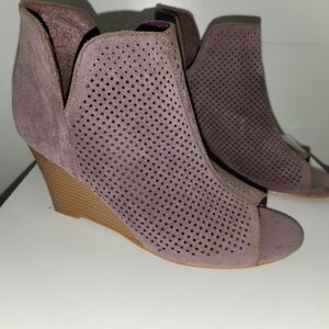 Women's Purple Peep-Toe Wedge Booties